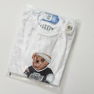 Market Studios Hockey Bear T-Shirt White Los Angeles Kings,‎ Size L NWT